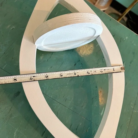 Handmade wood plant hanger vintage atomic retro vertical eye shape boho white - Picture 4 of 8